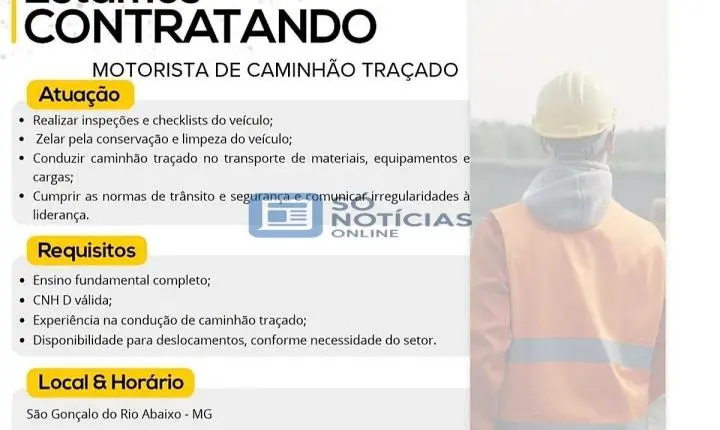 Construtora Terrabel contrata motorista de caminhão traçado em São Gonçalo, com plano de saúde familiar