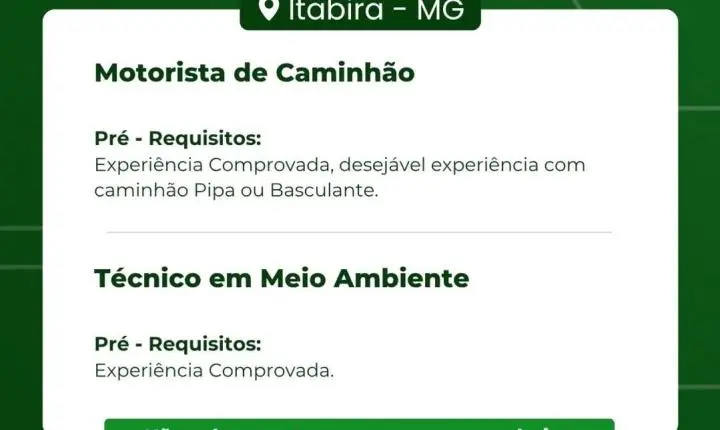 Construtora Vale Verde abre novas vagas de emprego em Itabira