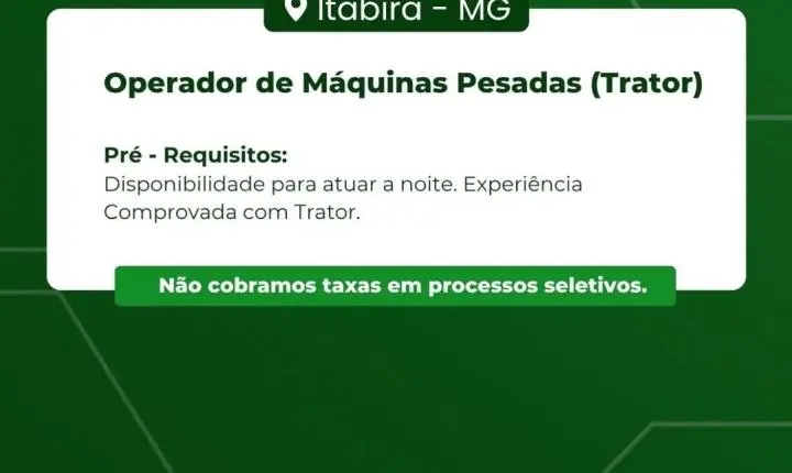 Construtora Vale Verde abre novas vagas de emprego em Itabira