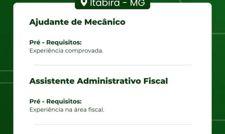 Construtora Vale Verde abre novas vagas de emprego em Itabira