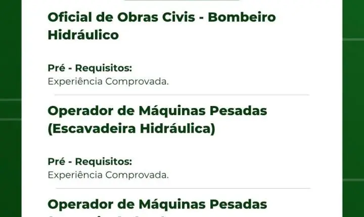 Construtora Vale Verde abre vagas para 16 funções em Itabira