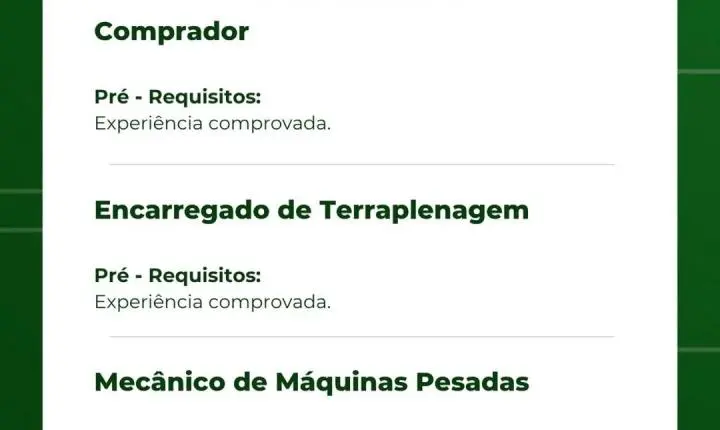 Construtora Vale Verde abre vagas para 16 funções em Itabira