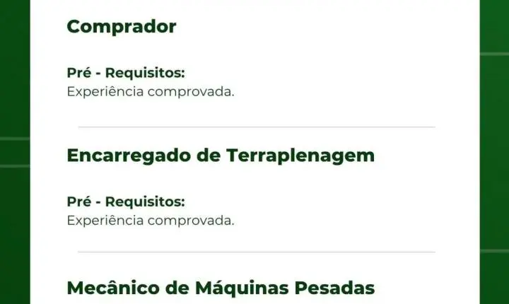 Construtora Vale Verde anuncia 17 cargos nesta segunda (14) de setembro