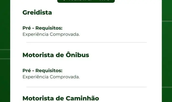 Construtora Vale Verde anuncia 17 cargos nesta segunda (14) de setembro