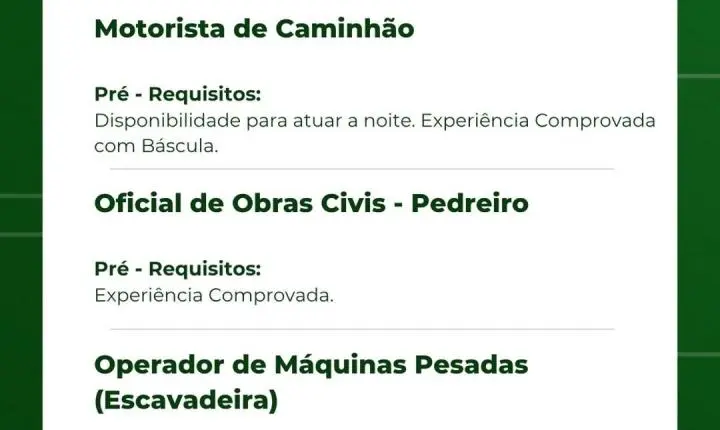 Construtora Vale Verde anuncia 17 cargos nesta segunda (14) de setembro