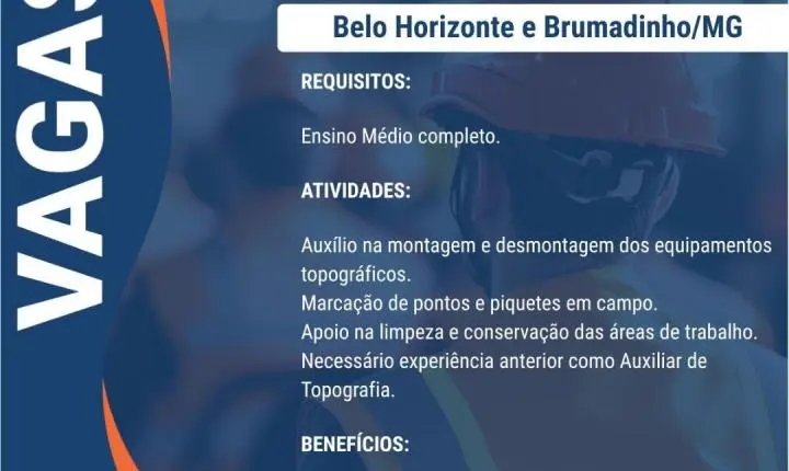 ERG Engenharia abre 9 vagas de emprego em Barão de Cocais e em outras de Minas Gerais; veja como se candidatar