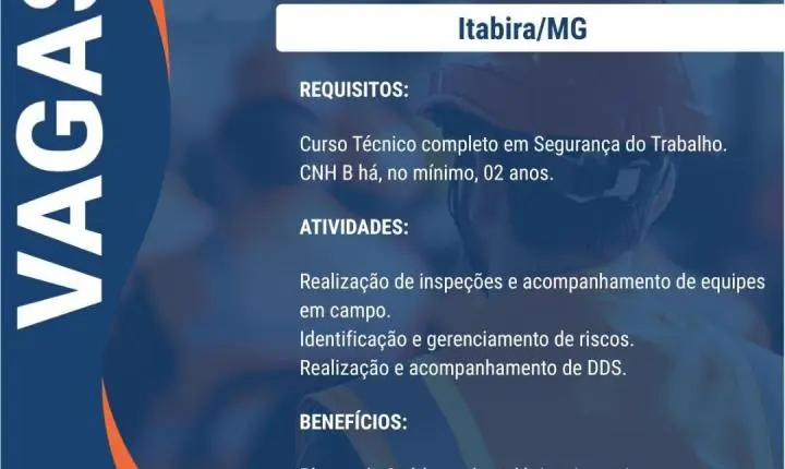 ERG abre vagas para nove funções em Itabira e outras cidades de MG