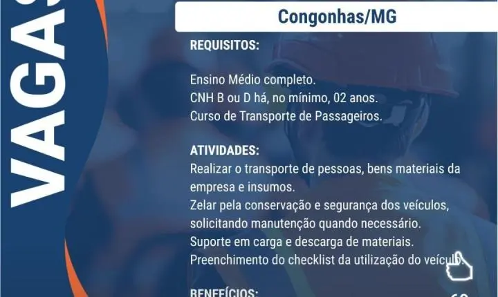 ERG abre vagas para nove funções em Itabira e outras cidades de MG