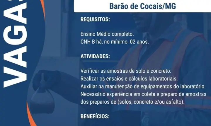 ERG abre vagas para nove funções em Itabira e outras cidades de MG