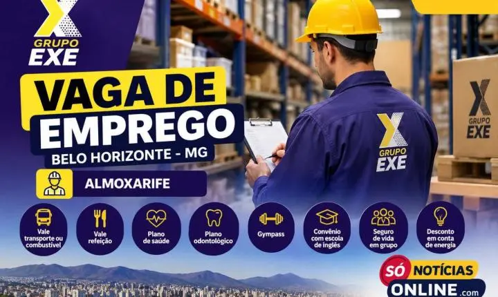 Grupo EXE abre vaga de emprego em Belo Horizonte com vários benefícios
