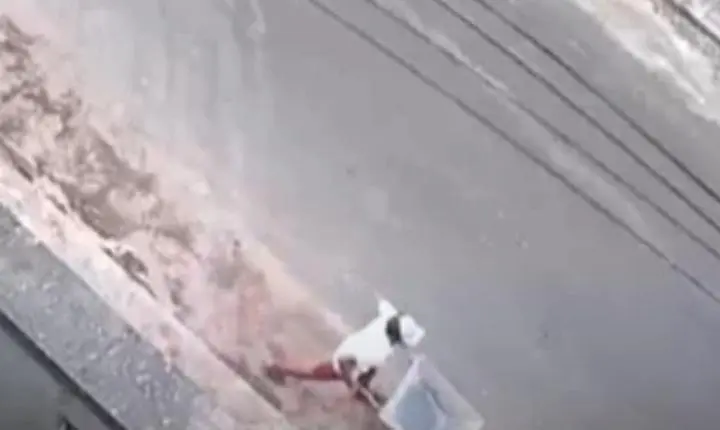 Homem é flagrado por câmeras furtando carrinho de mão em obra de Itabira