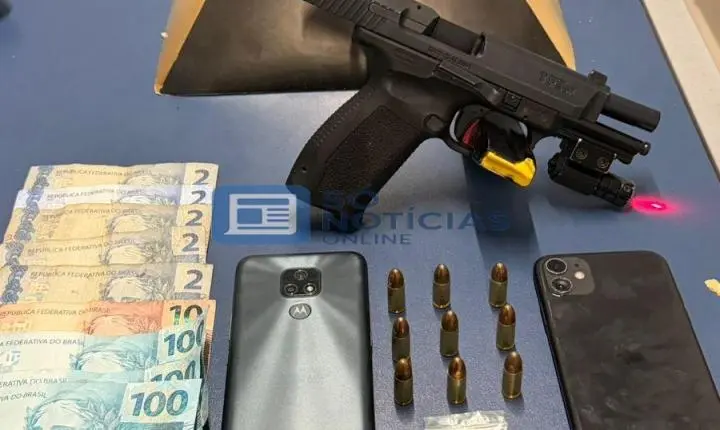 Homem é preso com pistola 9mm e mira a laser após tentativa de fuga em Itabira