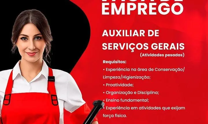 Itabira: Gran Filé abre vaga de auxiliar de serviços gerais para atividades pesadas; veja requisitos
