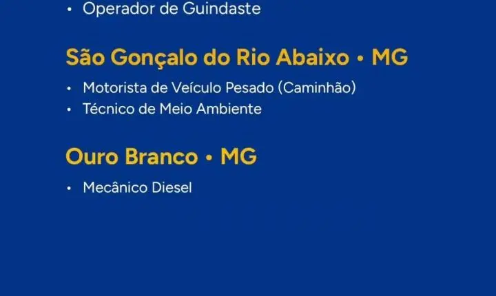 Real Guindastes anuncia 24 cargos nesta segunda (14) em Minas