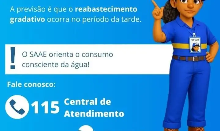 SAAE interrompe abastecimento de água em Ipoema (Itabira) na quinta-feira