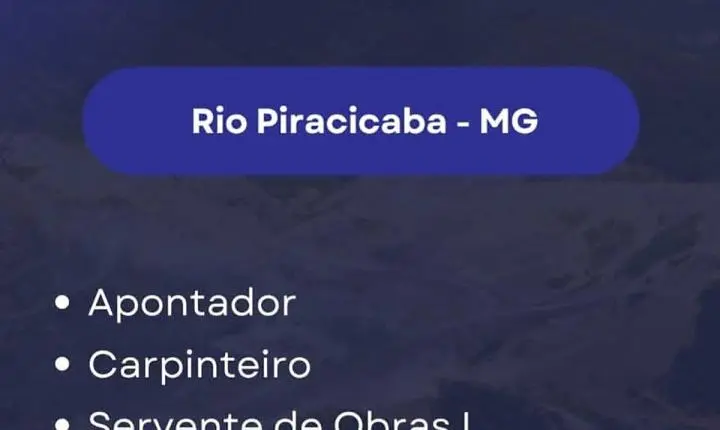 Salum Construções abre 5 oportunidades em Rio Piracicaba, de servente a motorista de caminhão Munck