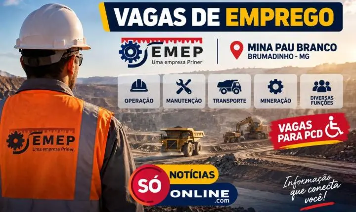 SEMEP abre vagas para 46 funções na Mina Pau Branco, em Brumadinho