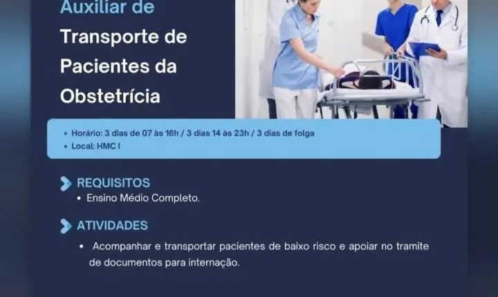 Hospital Márcio Cunha abre vaga de auxiliar de transporte de pacientes; veja como se candidatar