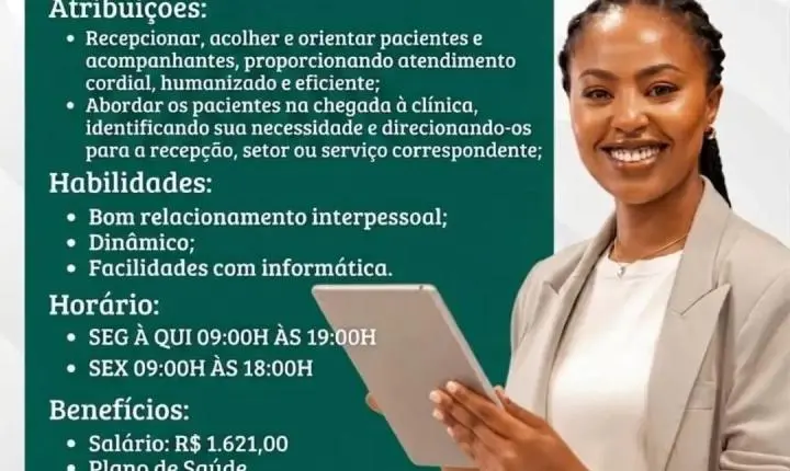 Vaga de emprego Itabira: benefícios com plano de saúde completo