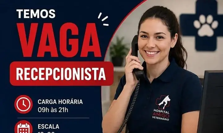 Hospital veterinário de Itabira contrata recepcionista com salário de R$ 2 mil