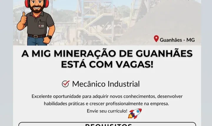 Mineradora abre vaga para Mecânico Industrial — já pensou em trabalhar com esse salário e benefícios?