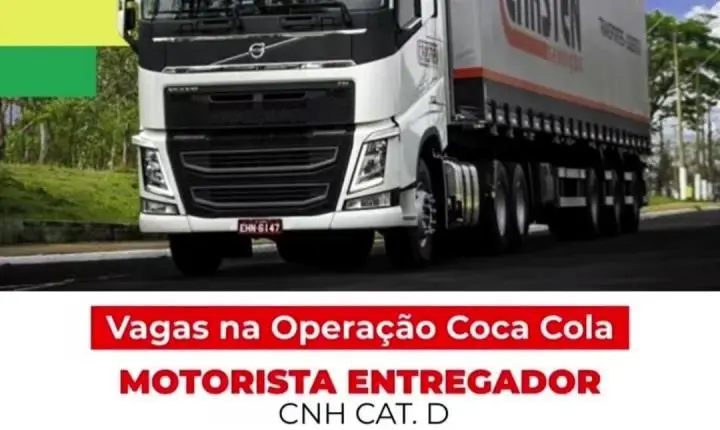 Vagas abertas para motorista entregador e ajudante na Operação Coca-Cola em João Monlevade