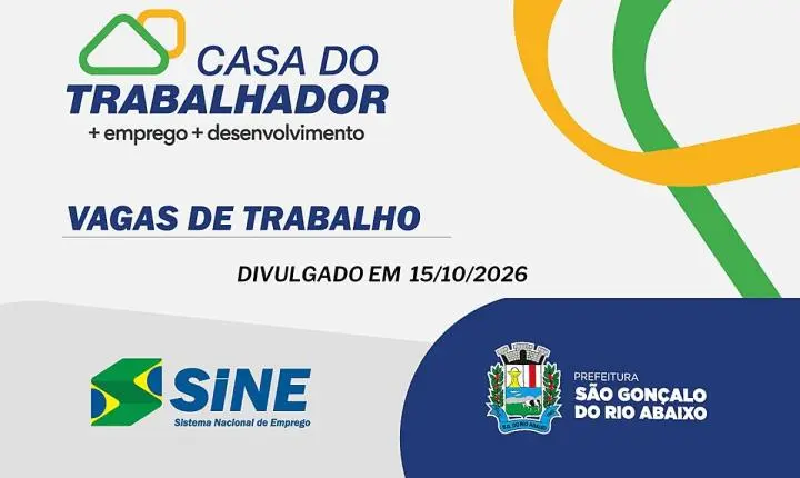 Vagas de emprego em São Gonçalo do Rio Abaixo: Sine tem 48 vagas; salários até R$ 5 mil, nesta quinta-feira 15 de outubro 