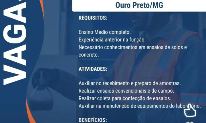 Vagas de emprego: ERG Engenharia abre seleção para topógrafo, técnico e auxiliares em MG