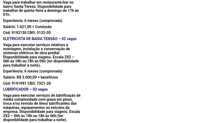 SINE Itabira tem mais de 30 vagas de emprego abertas nesta quarta-feira, 12/08
