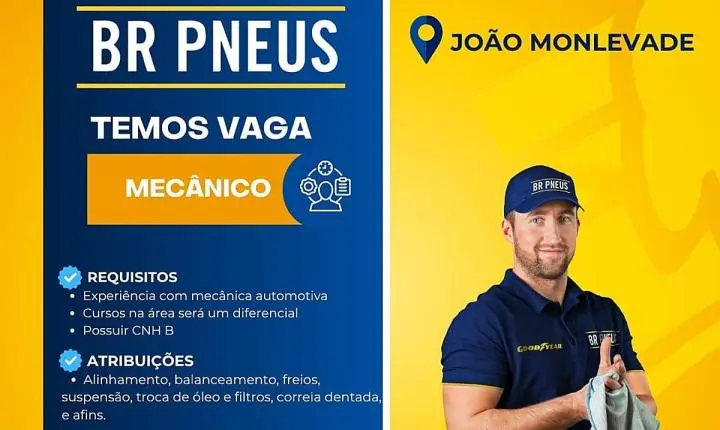 BR Pneus contrata Mecânico em João Monlevade com bons benefícios