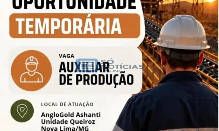 Vagas de emprego: oportunidade temporária na AngloGold Ashanti paga R$ 3 mil