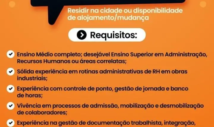 BRG Service abre 20 vagas de nível técnico e superior em São Gonçalo do Rio Abaixo