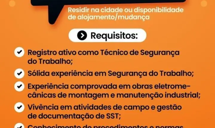 BRG Service abre 20 vagas de nível técnico e superior em São Gonçalo do Rio Abaixo