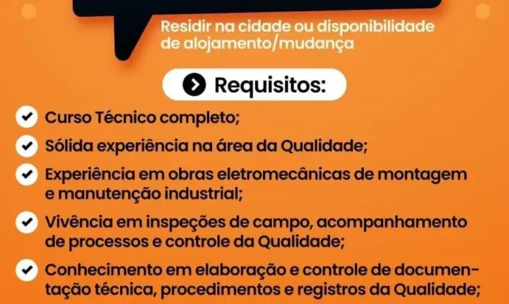 BRG Service abre 20 vagas de nível técnico e superior em São Gonçalo do Rio Abaixo