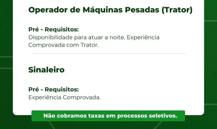 Vale Verde abre vagas de emprego em Itabira para diversas funções