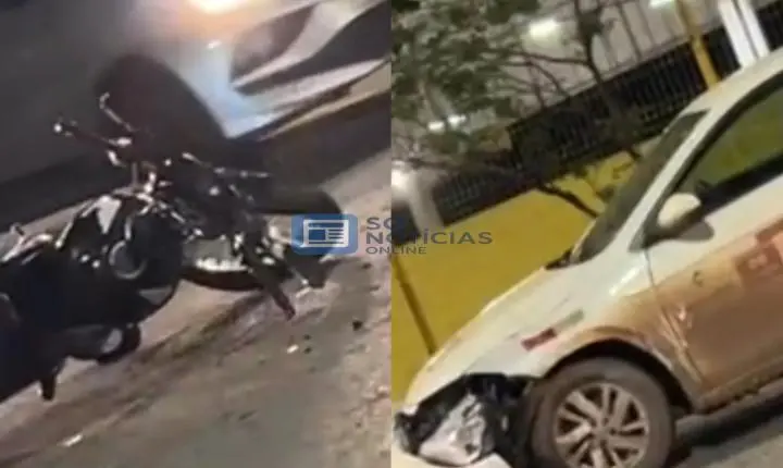 Vídeo - Acidente entre carro e moto deixa motociclista ferido no Areão, em Itabira; veja o que aconteceu